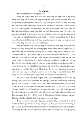 Luận án nâng cao năng lực quản trị rủi ro tín dụng tại ngân hàng thương mại cổ phần kỹ thương việt nam
