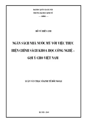 Luận văn thạc sĩ ngân sách nhà nước mỹ với việc thực hiện chính sách khoa học công nghệ gợi ý cho việt nam