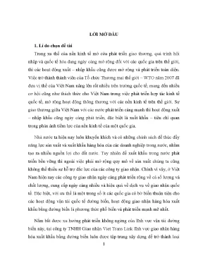 Luận văn tốt nghiệp giải pháp phát triển hoạt động giao nhận hàng hóa xuất khẩu bằng đường biển của công ty tnhh giao nhận viet trans link chi nhánh hà nội