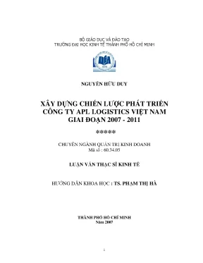 Luận văn thạc sĩ xây dựng chiến lược phát triển công ty apl logistics việt nam giai đoạn 2007 2011 luận văn thạc sĩ
