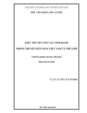 Luận án kiểu truyện con vật tinh ranh trong truyện dân gian việt nam và thế giới