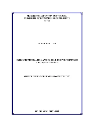 Luận văn thạc sĩ intrinsic motivation and in role job performance a study in vietnam luận văn thạc sĩ
