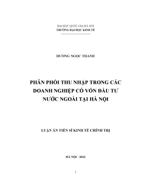 Luận án tiến sĩ phân phối thu nhập trong các doanh nghiệp có vốn đầu tư nước ngoài tại hà nội