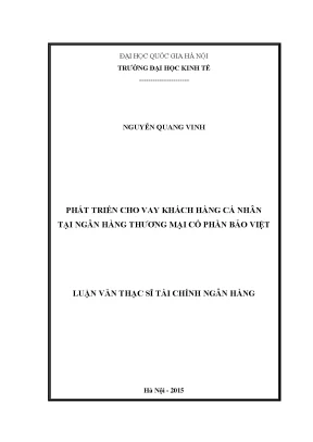 Luận văn thạc sĩ phát triển cho vay khách hàng cá nhân tại ngân hàng thương mại cổ phần bảo việt
