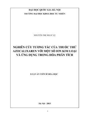 Luận án tiến sĩ nghiên cứu tương tác của thuốc thử azocalixaren với một số ion kim loại và ứng dụng trong hóa phân tích