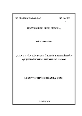 Luận văn thạc sĩ quản lý văn bản điện tử tại ubnd quận hoàn kiếm thành phố hà nội