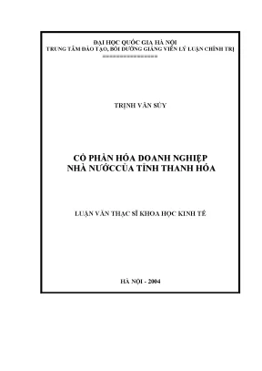 Luận văn thạc sĩ cổ phần hoá doanh nghiệp nhà nước của tỉnh thanh hoá