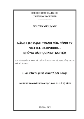 Luận văn thạc sĩ năng lực cạnh tranh của công ty viettel campuchia những bài học kinh nghiệm