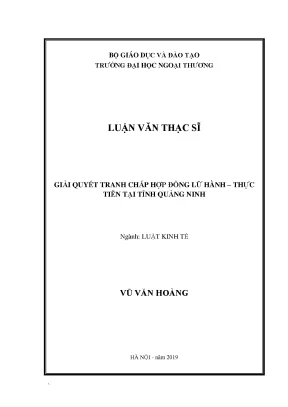 Luận văn thạc sĩ giải quyết tranh chấp hợp đồng lữ hành thực tiễn tại tỉnh quảng ninh