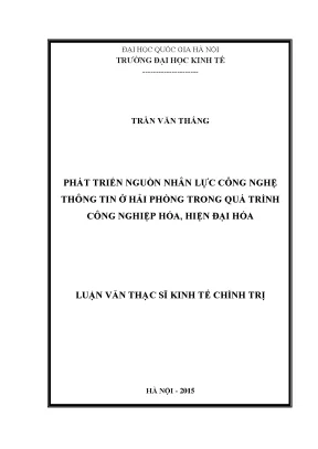 Luận văn thạc sĩ phát triển nguồn nhân lực công nghệ thông tin ở hải phòng trong quá trình công nghiệp hóa hiện đại hóa