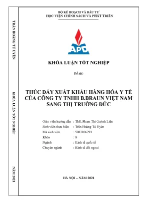 Luận văn tốt nghiệp thúc đẩy xuất khẩu hàng hóa y tế của công ty tnhh b braun việt nam sang thị trường đức