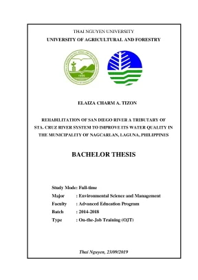 Luận văn tốt nghiệp rehabilitation of san diego river a tributary of sta cruz river system to improve its water quality in the municipality of nagcarlan laguna philippines