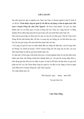 Luận văn thạc sĩ hoàn thiện công tác quản lý vốn đầu tư xây dựng cơ bản từ ngân sách nhà nước ở huyện đồng hỷ tỉnh thái nguyên
