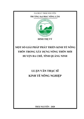 Luận văn tốt nghiệp một số giải pháp phát triển kinh tế nông thôn trong xây dựng nông thôn mới tại huyện ba chẽ tỉnh quảng ninh