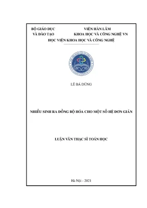 Luận văn thạc sĩ nhiễu sinh ra đồng bộ hóa cho một số hệ thống đơn giản