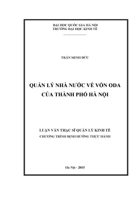 Luận văn thạc sĩ quản lý nhà nước về vốn oda của thành phố hà nội