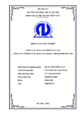 Luận văn tốt nghiệp công tác đào tạo nhân lực tại công ty cổ phần tập đoàn sunshine thành phố hà nội