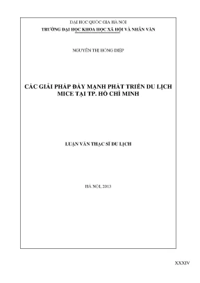 Luận văn thạc sĩ các giải pháp đẩy mạnh phát triển du lịch mice tại tp hồ chí minh