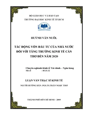 Luận văn thạc sĩ tác động vốn đầu tư của nhà nước đối với tăng trưởng kinh tế cần thơ đến năm 2020