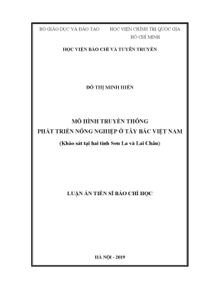 Luận án tiến sĩ mô hình truyền thông phát triển nông nghiệp ở tây bắc việt nam