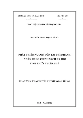 Luận văn thạc sĩ phát triển nguồn vốn tại chi nhánh ngân hàng chính sách xã hội tỉnh thừa thiên huế