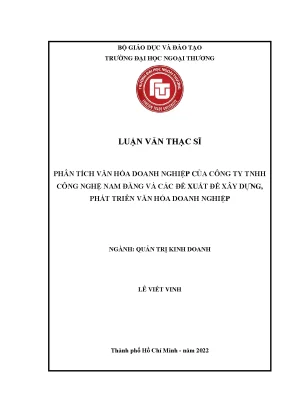 Luận văn thạc sĩ phân tích văn hóa doanh nghiệp của công ty tnhh công nghệ nam đăng và các đề xuất để xây dựng phát triển văn hóa doanh nghiệp