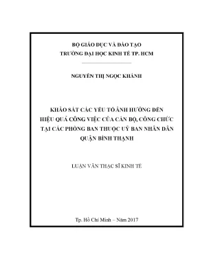 Luận văn thạc sĩ khảo sát các yếu tố ảnh hưởng đến hiệu quả công việc của cán bộ công chức tại các phòng ban thuộc ủy ban nhân dân quận bình thạnh
