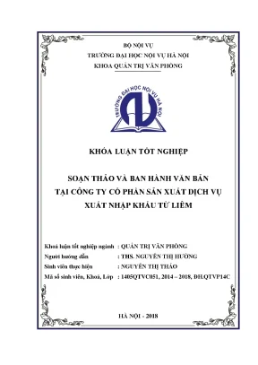 Luận văn tốt nghiệp soạn thảo và ban hành văn bản tại công ty cổ phần sản xuất dịch vụ xuất nhập khẩu từ liêm
