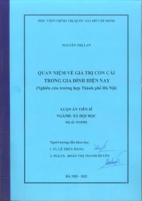 Luận án tiến sĩ quan niệm về giá trị con cái trong gia đình hiện nay nghiên cứu trường hợp thành phố hà nội