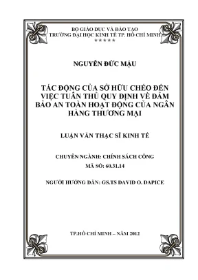 Luận văn thạc sĩ tác động của sở hữu chéo đến việc tuân thủ quy định về đảm bảo an toàn hoạt động của ngân hàng thương mại