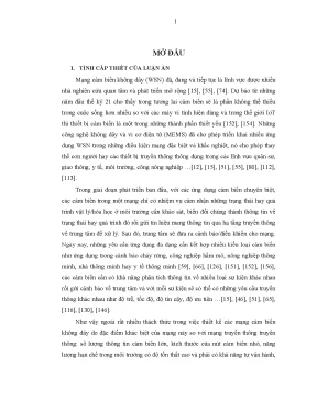 Luận án nghiên cứu giải pháp cải thiện hiệu năng mạng cảm biến không dây đa sự kiện