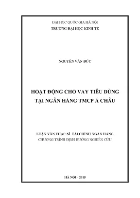 Luận văn thạc sĩ hoạt động cho vay tiêu dùng tại ngân hàng tmcp á châu