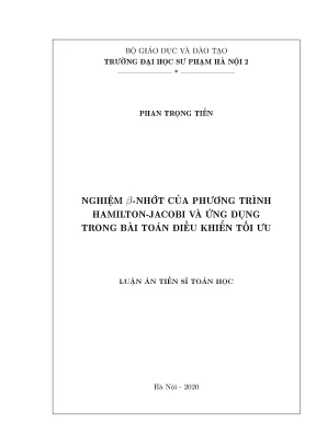 Luận án tiến sĩ nghiệm β nhớt của phương trình hamilton jacobi và ứng dụng trong bài toán điều khiển tối ưu