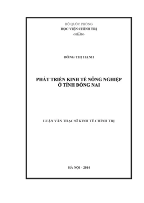 Luận văn thạc sĩ phát triển kinh tế nông nghiệp ở tỉnh đồng nai