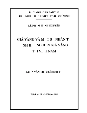 Luận văn thạc sĩ giá vàng và một số nhân tố ảnh hưởng đến giá vàng tại việt nam luận văn thạc sĩ
