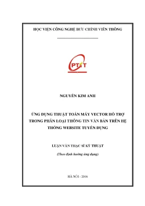 Luận văn thạc sĩ ứng dụng thuật toán máy vector hỗ trợ trong phân loại thông tin văn bản trên hệ thống website tuyển dụng