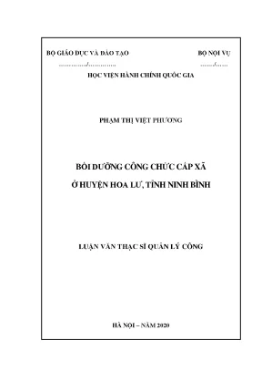Luận văn thạc sĩ bồi dưỡng công chức cấp xã ở huyện hoa lư tỉnh ninh bình