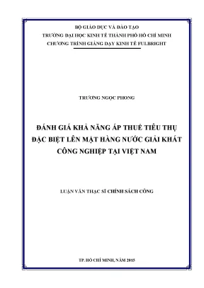 Luận văn thạc sĩ đánh giá khả năng áp thuế tiêu thụ đặc biệt lên mặt hàng nước giải khát công nghiệp tại việt nam
