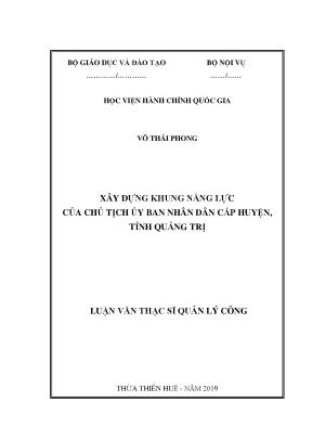 Luận văn thạc sĩ xây dựng khung năng lực của chủ tịch ủy ban nhân dân cấp huyện tỉnh quảng trị