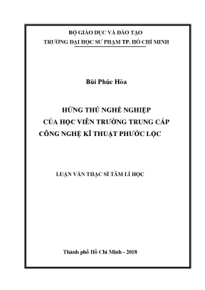 Luận văn thạc sĩ hứng thú nghề nghiệp của học viên trường trung cấp công nghệ kỹ thuật phước lộc