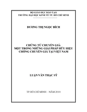 Luận văn thạc sĩ chứng từ chuyển giá một trong những giải pháp hữu hiệu chống chuyển giá tại việt nam