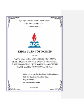 Luận văn tốt nghiệp nâng cao hiệu quả cho vay đối với hộ nghèo tại phòng giao dịch ngân hàng chính sách xã hội huyện thanh oai