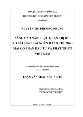 Luận văn thạc sĩ nâng cao năng lực quản trị rủi ro lãi suất tại ngân hàng thương mại cổ phần đầu tư và phát triển việt nam