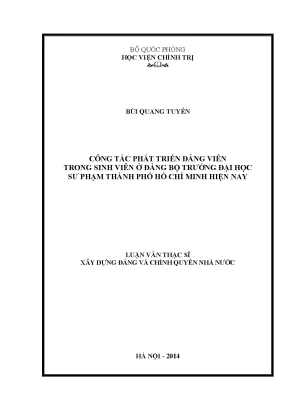 Luận văn thạc sĩ công tác phát triển đảng viên trong sinh viên ở đảng bộ trường đại học sư phạm thành phố hồ chí minh hiện nay
