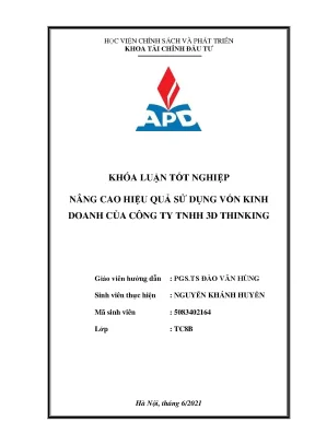 Luận văn tốt nghiệp nâng cao hiệu quả sử dụng vốn kinh doanh của công ty tnhh 3d thinking