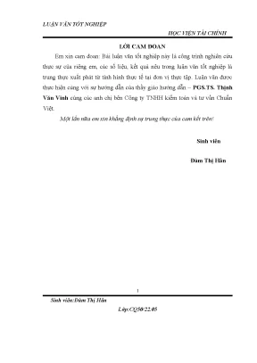 Luận văn tốt nghiệp hoàn thiện quy trình kiểm toán khoản mục phải trả người bán trong kiểm toán báo cáo tài chính thực hiện tại công ty tnhh kiểm toán và tư vấn chuẩn việt