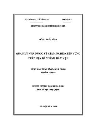 Luận văn thạc sĩ qlnn về giảm nghèo bền vững trên địa bàn tỉnh bắc kạn
