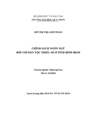 Luận án tiến sĩ chính sách ngôn ngữ đối với dân tộc thiểu số ở tỉnh bình định