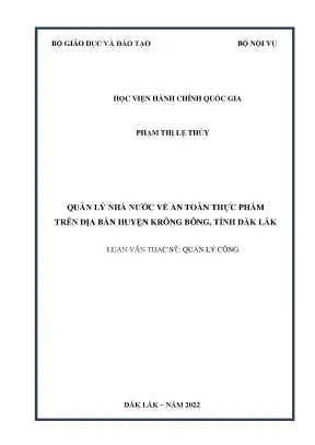 Luận văn thạc sĩ quản lý nhà nước về an toàn thực phẩm trên địa bàn huyện krông bông tỉnh đắk lắk