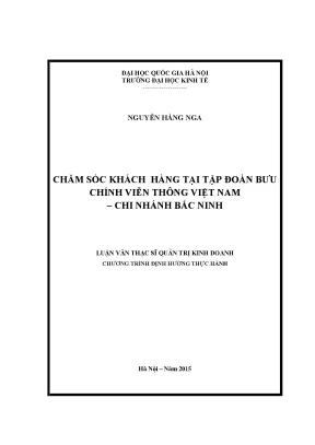 Luận văn thạc sĩ chăm sóc khách hàng tại tập đoàn bưu chính viễn thông việt nam chi nhánh bắc ninh